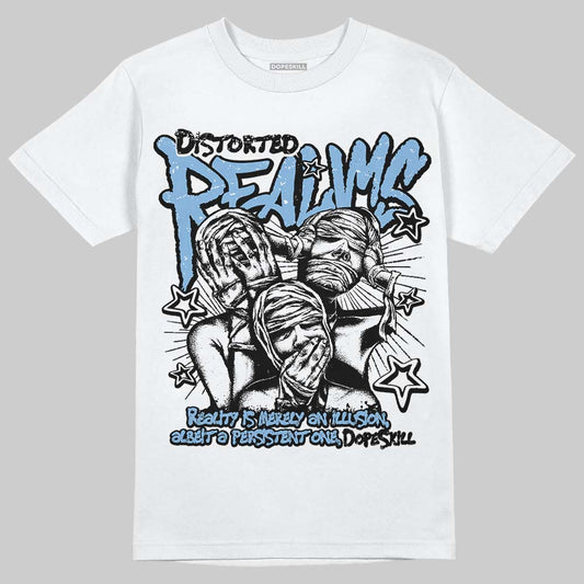 Jordan 6 University Blue DopeSkill T-Shirt Distorted Realms Graphic Streetwear - White