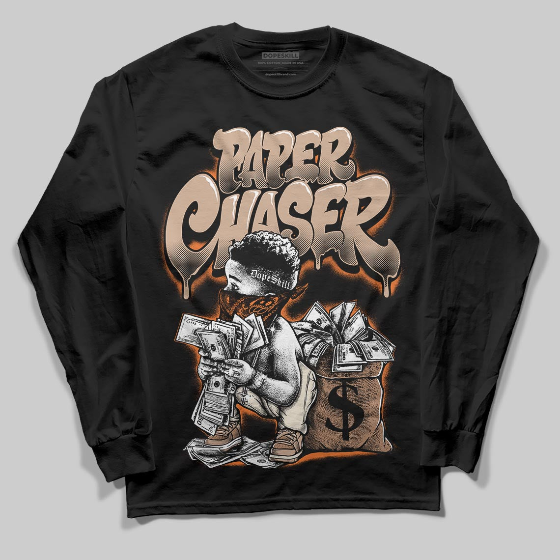 Jordan 4 Retro Cozy Girl DopeSkill Long Sleeve T-Shirt Paper Chaser Boy Graphic Streetwear - Black