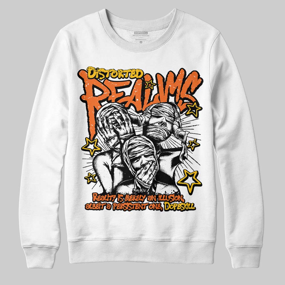 Orange, Black and White Sneakers DopeSkill Sweatshirt Distorted Realms Graphic Streetwear - White