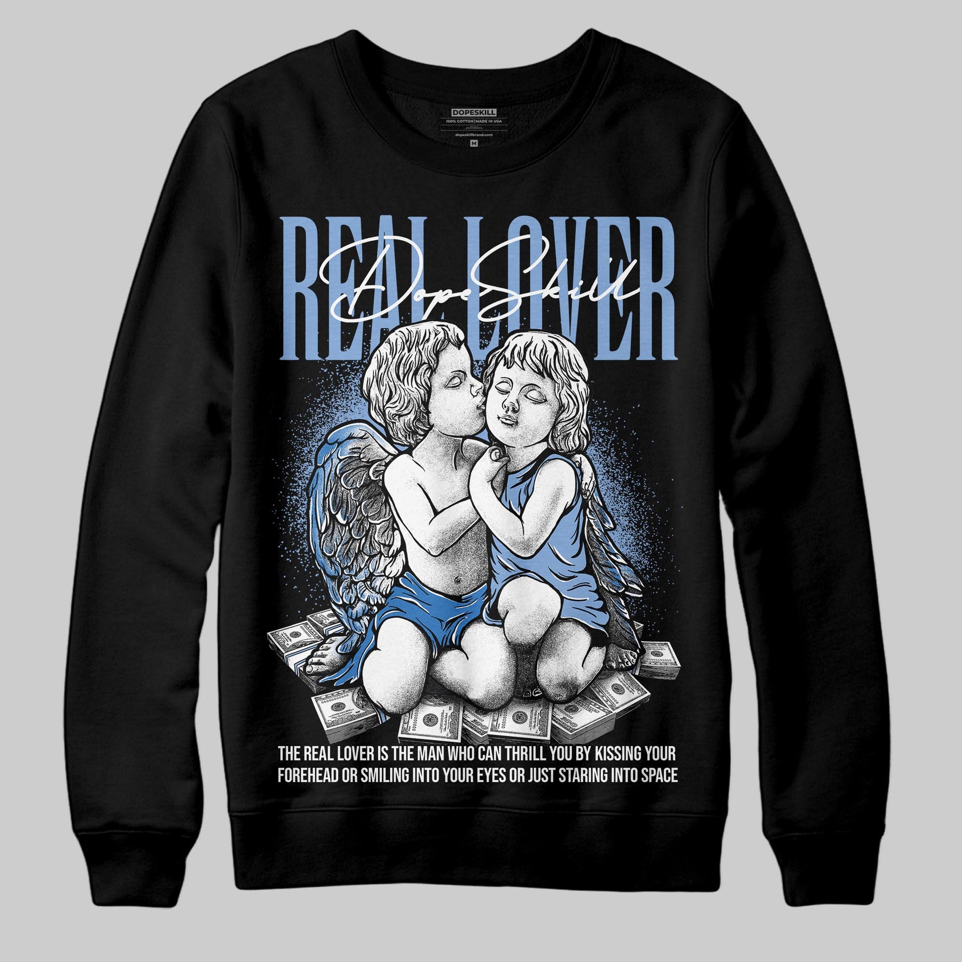 Jordan 4 WMNS 'Forget Me Not' DopeSkill Sweatshirt Real Lover Graphic Streetwear - Black