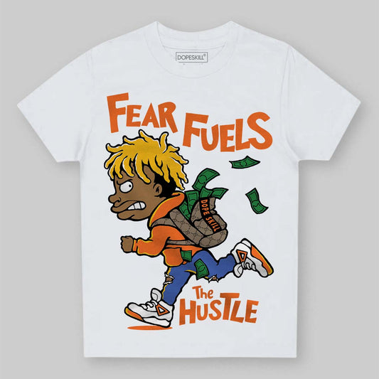 Orange, Black and White Sneakers DopeSkill Toddler Kids T-shirt Fear Fuels The Hustle Graphic Streetwear - White