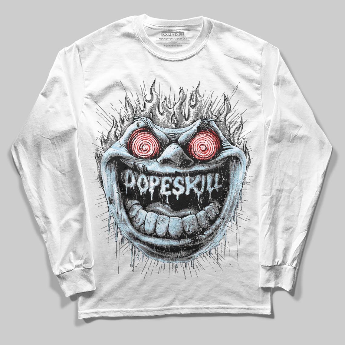 Grey Sneakers DopeSkill Long Sleeve T-Shirt Hellfire Graphic Streetwear - White