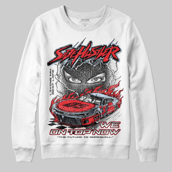 Jordan 11 Retro Cherry DopeSkill Sweatshirt New Side Hustler Graphic Streetwear - White