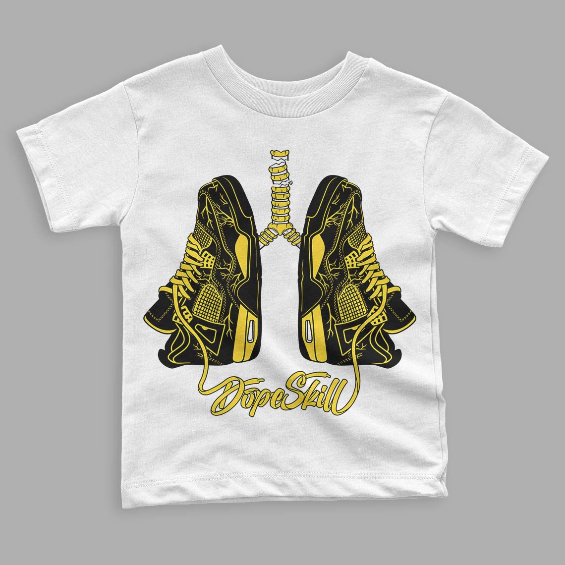 Jordan 4 Tour Yellow Thunder DopeSkill Toddler Kids T-shirt Breathe Graphic Streetwear - White