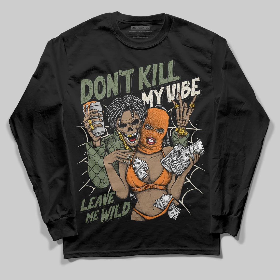 Jordan 4 Retro OG SP Undefeated (2025) DopeSkill Long Sleeve T-Shirt Don't Kill My Vibe Graphic Streetwear - Black