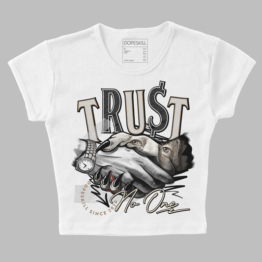Jordan 5 SE “Sail” DopeSkill Women's Crop Top Trust No One Graphic Streetwear - White