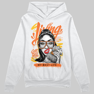 Orange, Black and White Sneakers DopeSkill Hoodie Sweatshirt Living My Best Life Graphic Streetwear - White