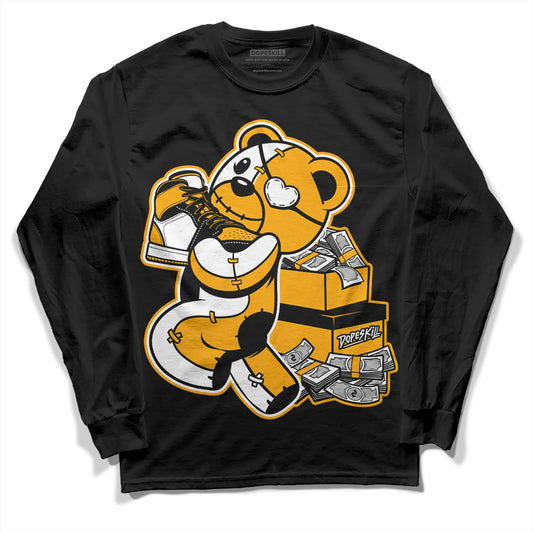 Jordan 1 High Yellow Toe DopeSkill Long Sleeve T-Shirt Bear Steals Sneaker Graphic Streetwear - Black