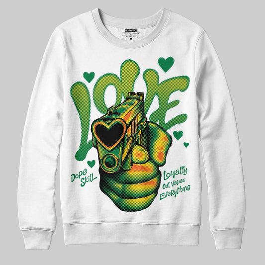 Green Sneakers DopeSkill Sweatshirt Love Shot Graphic Streetwear - White