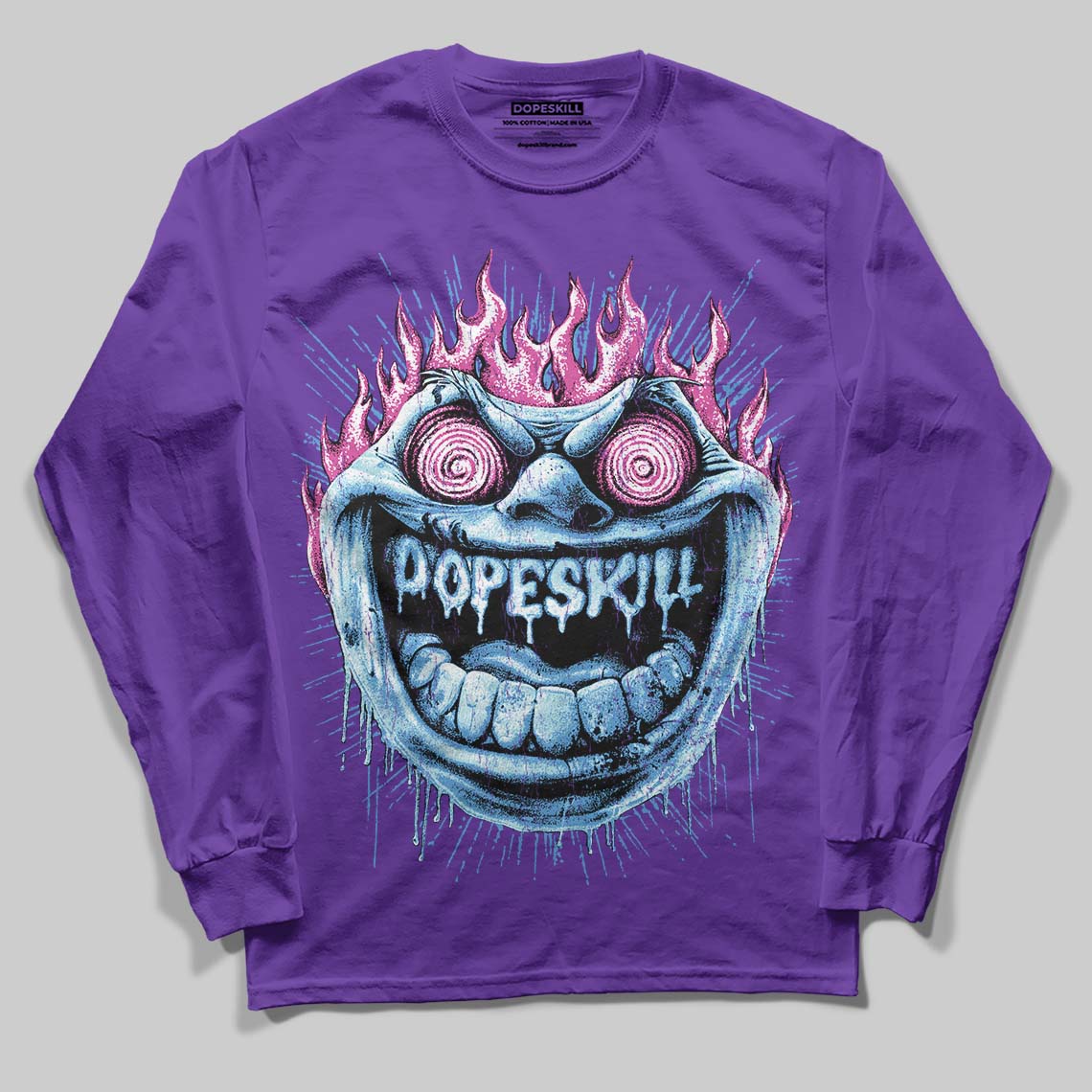 PURPLE Sneakers DopeSkill Long Sleeve T-Shirt Hellfire Graphic Streetwear - Purple