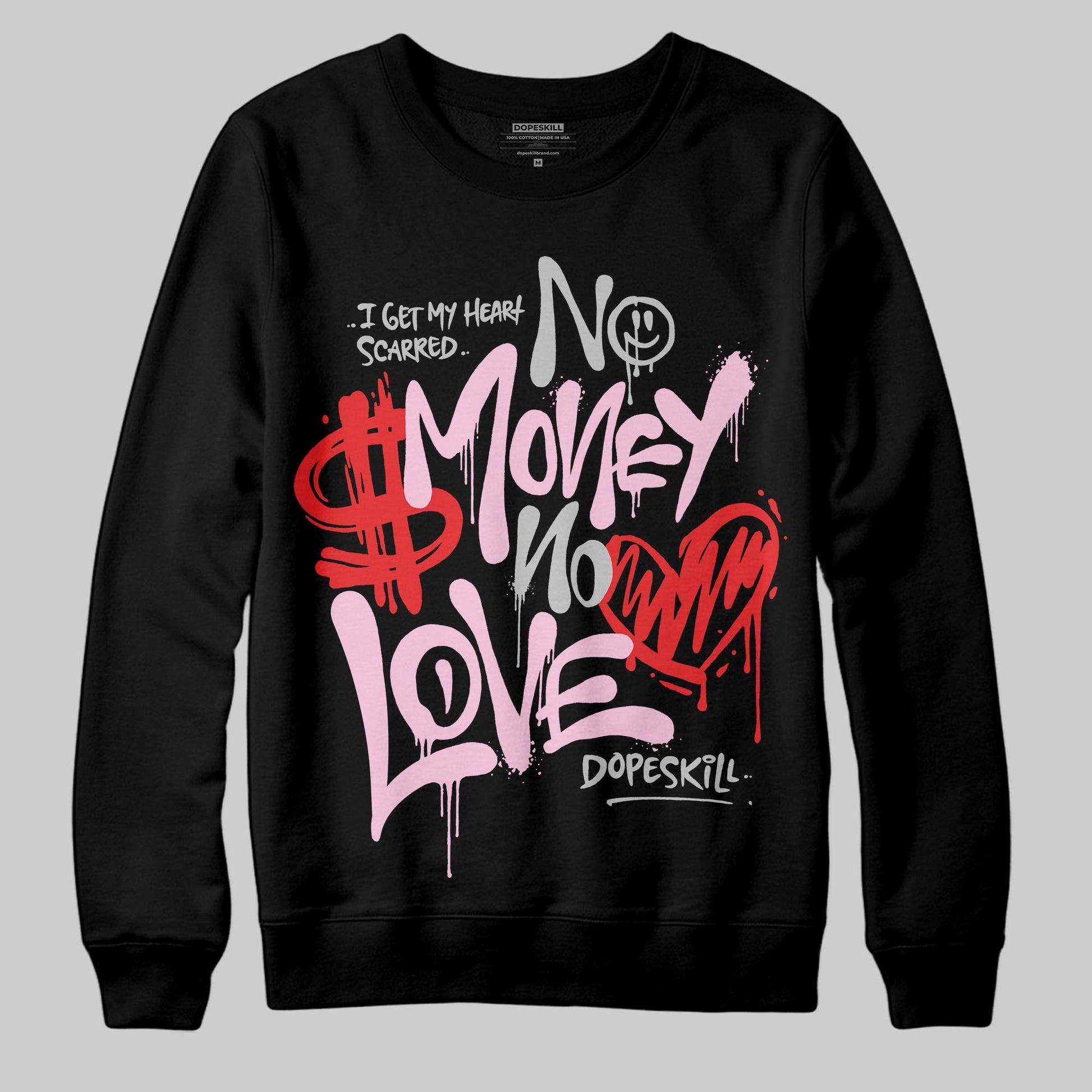 Awake NY x Air Jordan 5 Arctic Pink DopeSkill Sweatshirt No Money No Love Typo Graphic Streetwear - Black