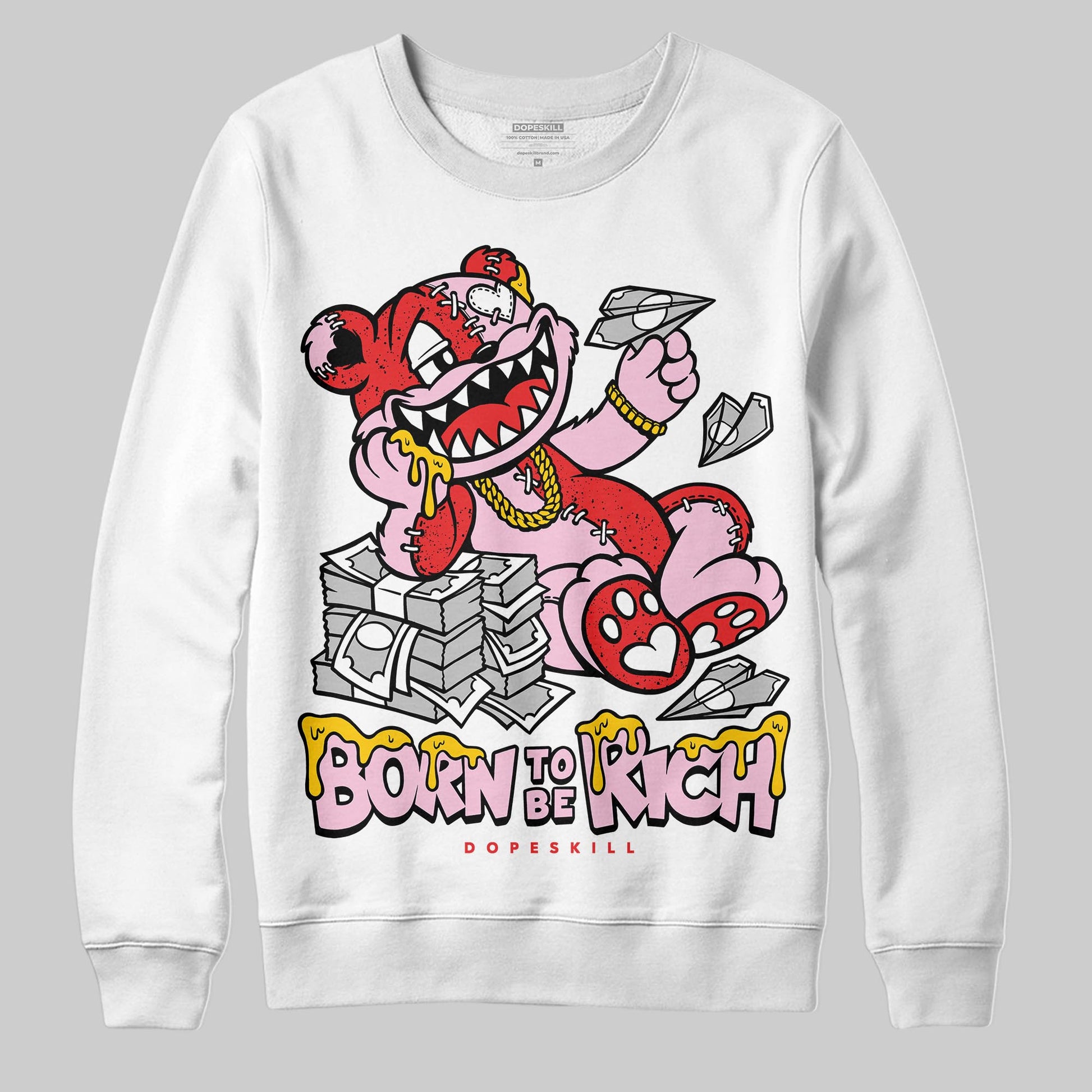 Awake NY x Air Jordan 5 Arctic Pink DopeSkill Sweatshirt Born To Be Rich Graphic Streetwear - White