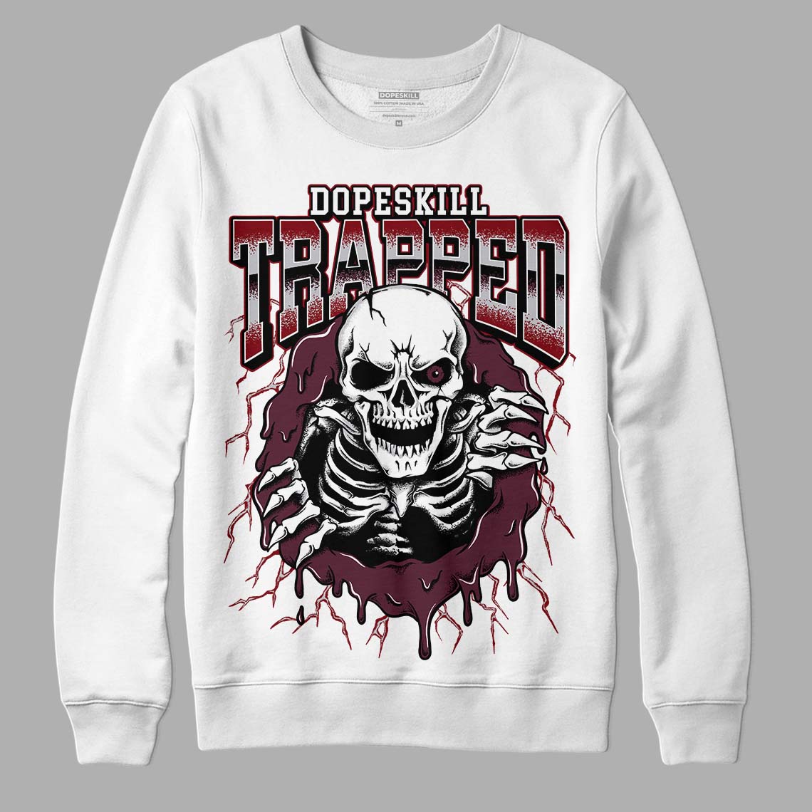 Jordan 5 Retro Burgundy (2023) DopeSkill Sweatshirt Trapped Halloween Graphic Streetwear - White