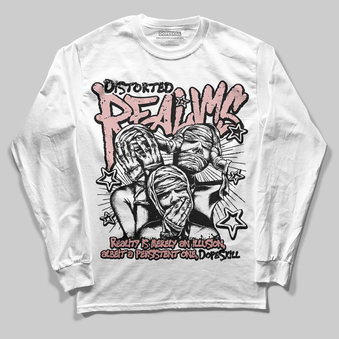 Jordan 40 “Dusty Rose” DopeSkill Long Sleeve T-Shirt Distorted Realms Graphic Streetwear - White