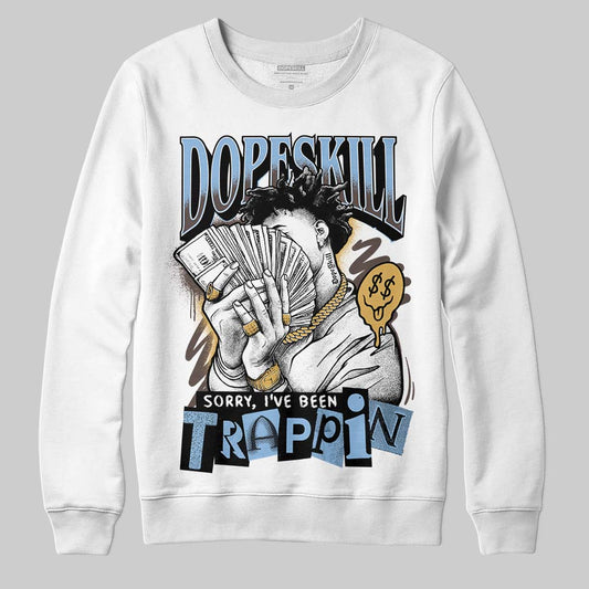 Adidas Handball Spezial ‘Light Blue’ DopeSkill Sweatshirt Sorry I've Been Trappin Graphic Streetwear - White