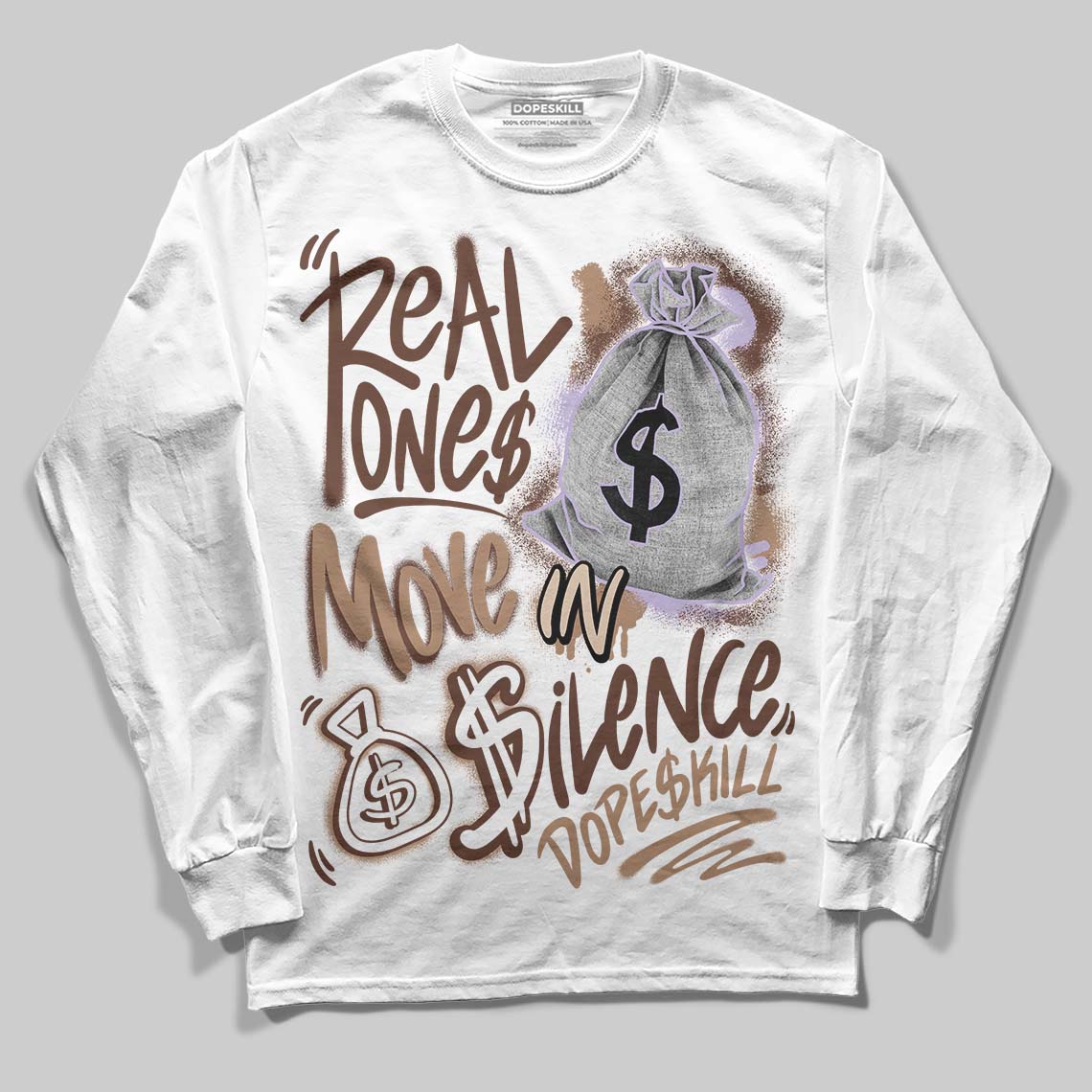 Harris Tweed x Wmns Dunk Low 'Sesame' DopeSkill Long Sleeve T-Shirt Real Ones Move In Silence Graphic Streetwear - White