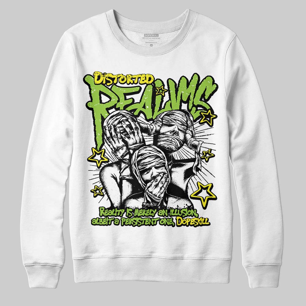 Neon Green Sneakers DopeSkill Sweatshirt Distorted Realms Graphic Streetwear - WHite
