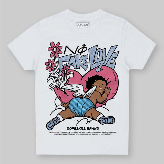 Jordan 3 GS “Cobalt Bliss” DopeSkill Toddler Kids T-shirt No Fake Love Graphic Streetwear - White