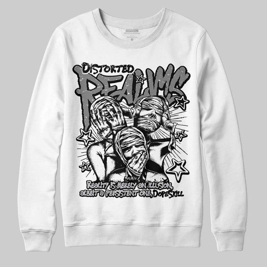 Grey Sneakers DopeSkill Sweatshirt Distorted Realms Graphic Streetwear - White