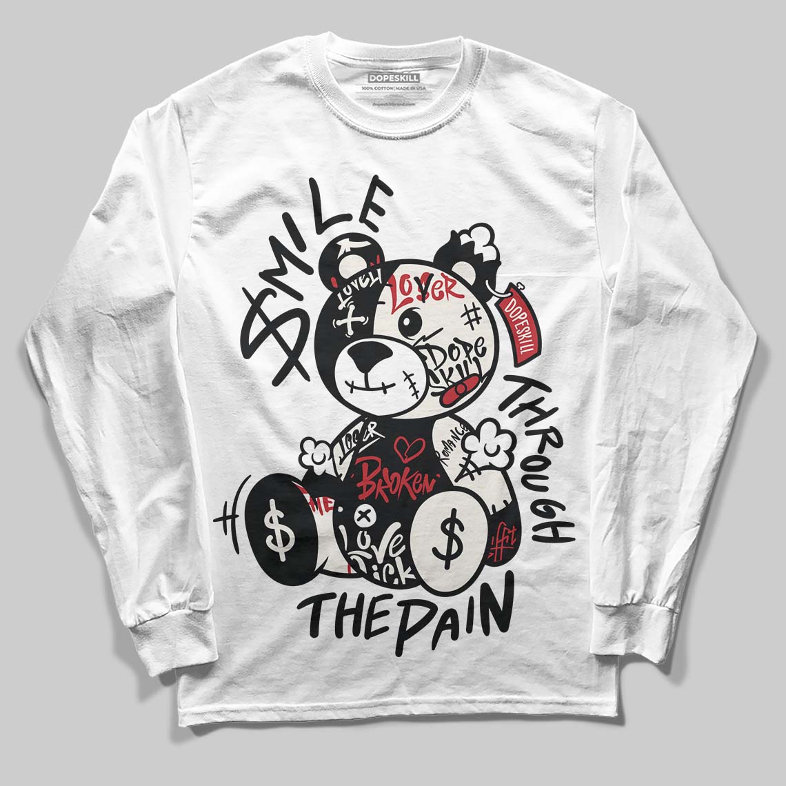 Nigel Sylvester x Jordan 1 Low OG “Nitro” DopeSkill Long Sleeve T-Shirt Smile Through The Pain Graphic Streetwear - White