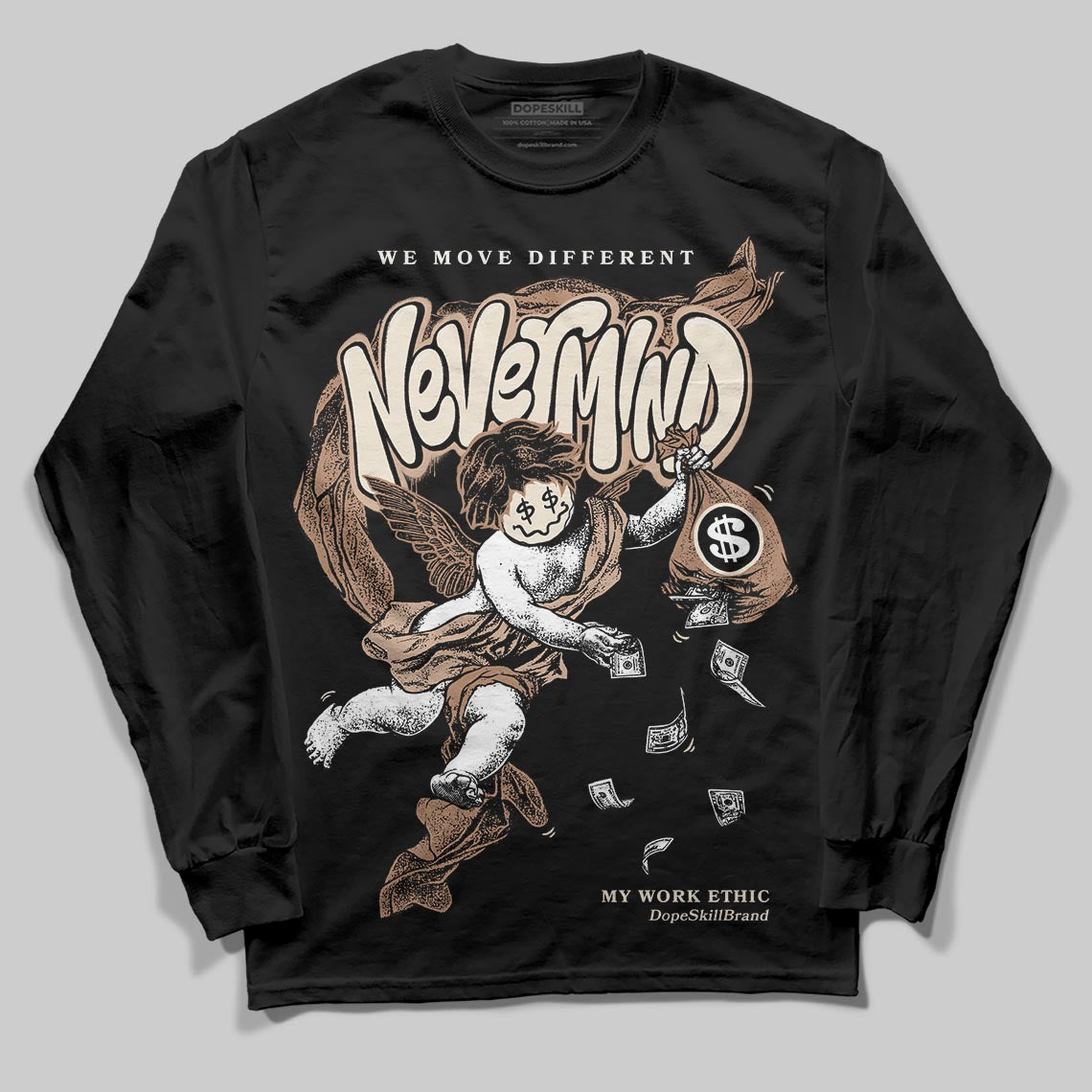 Jordan 4 Retro Cozy Girl DopeSkill Long Sleeve T-Shirt Nevermind Graphic Streetwear - Black
