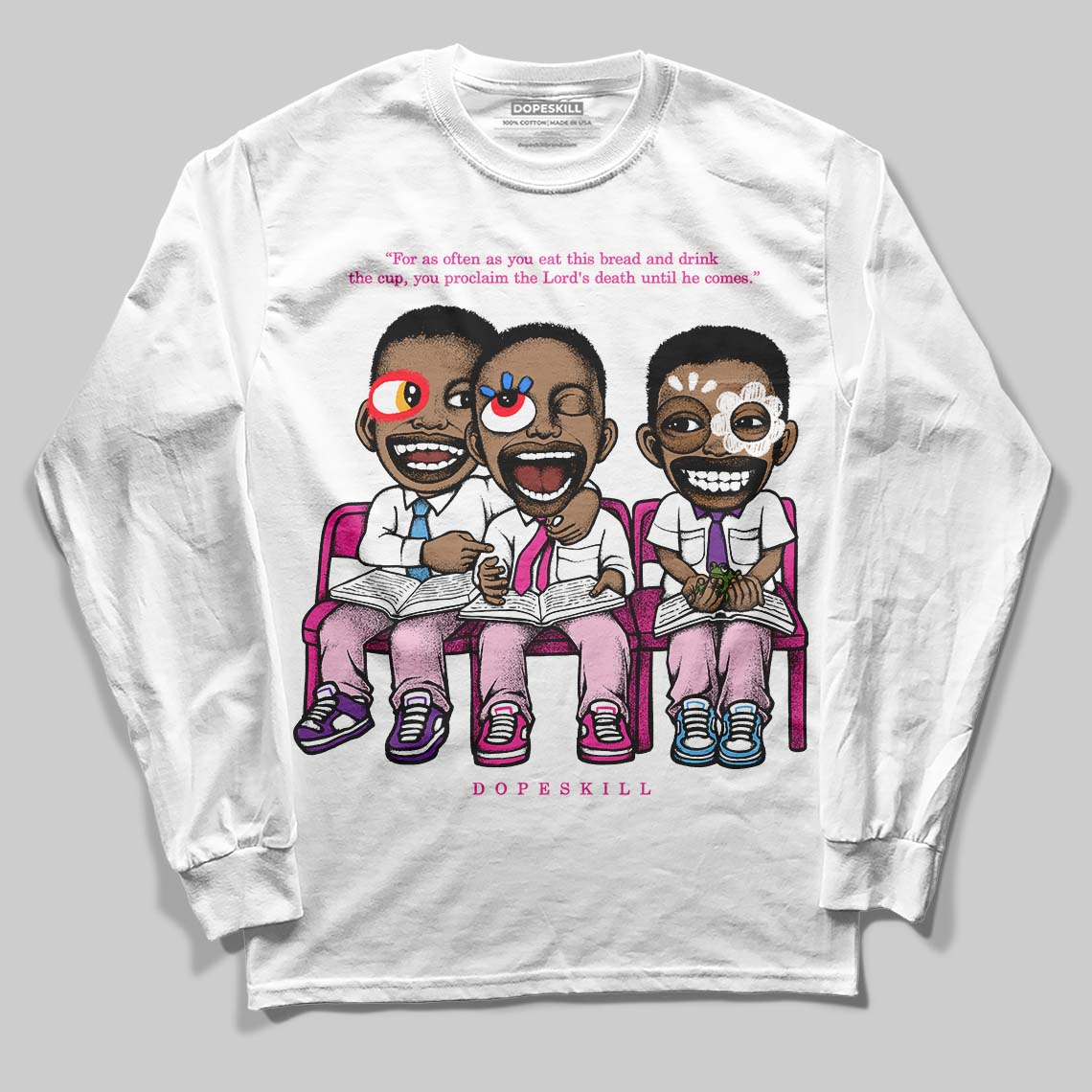 Pink Sneakers DopeSkill Long Sleeve T-Shirt First Sunday Graphic Streetwear - White