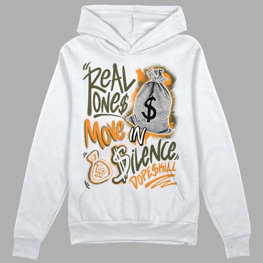 Jordan 5 "Olive" DopeSkill Hoodie Sweatshirt Real Ones Move In Silence Graphic Streetwear - White