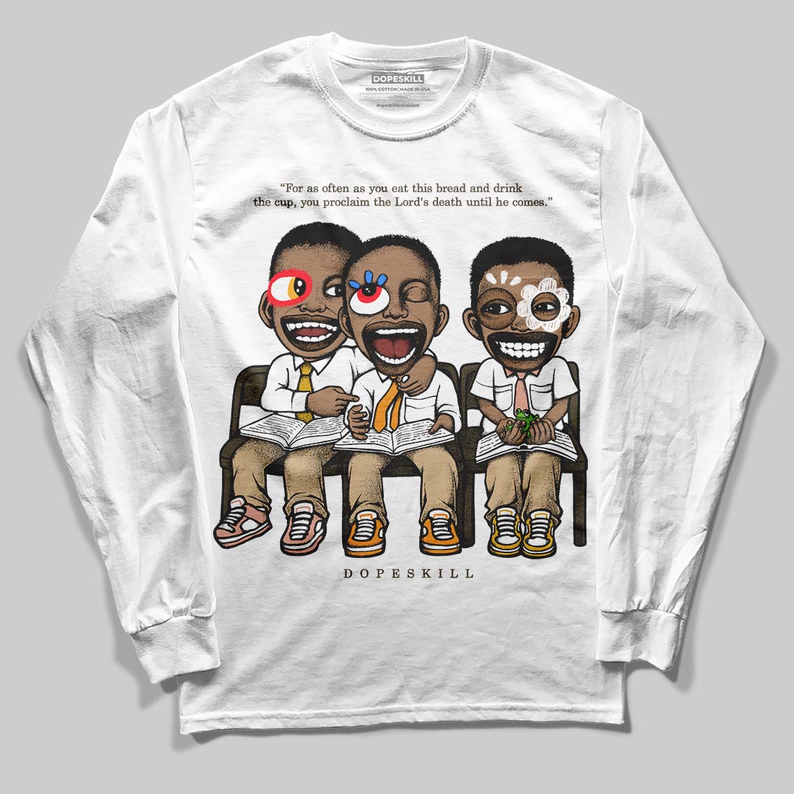 TAN Sneakers DopeSkill Long Sleeve T-Shirt First Sunday Graphic Streetwear - White