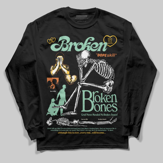 SB Dunk Low Rodeo Tourmaline DopeSkill Long Sleeve T-Shirt Broken Bones Graphic Streetwear - Black