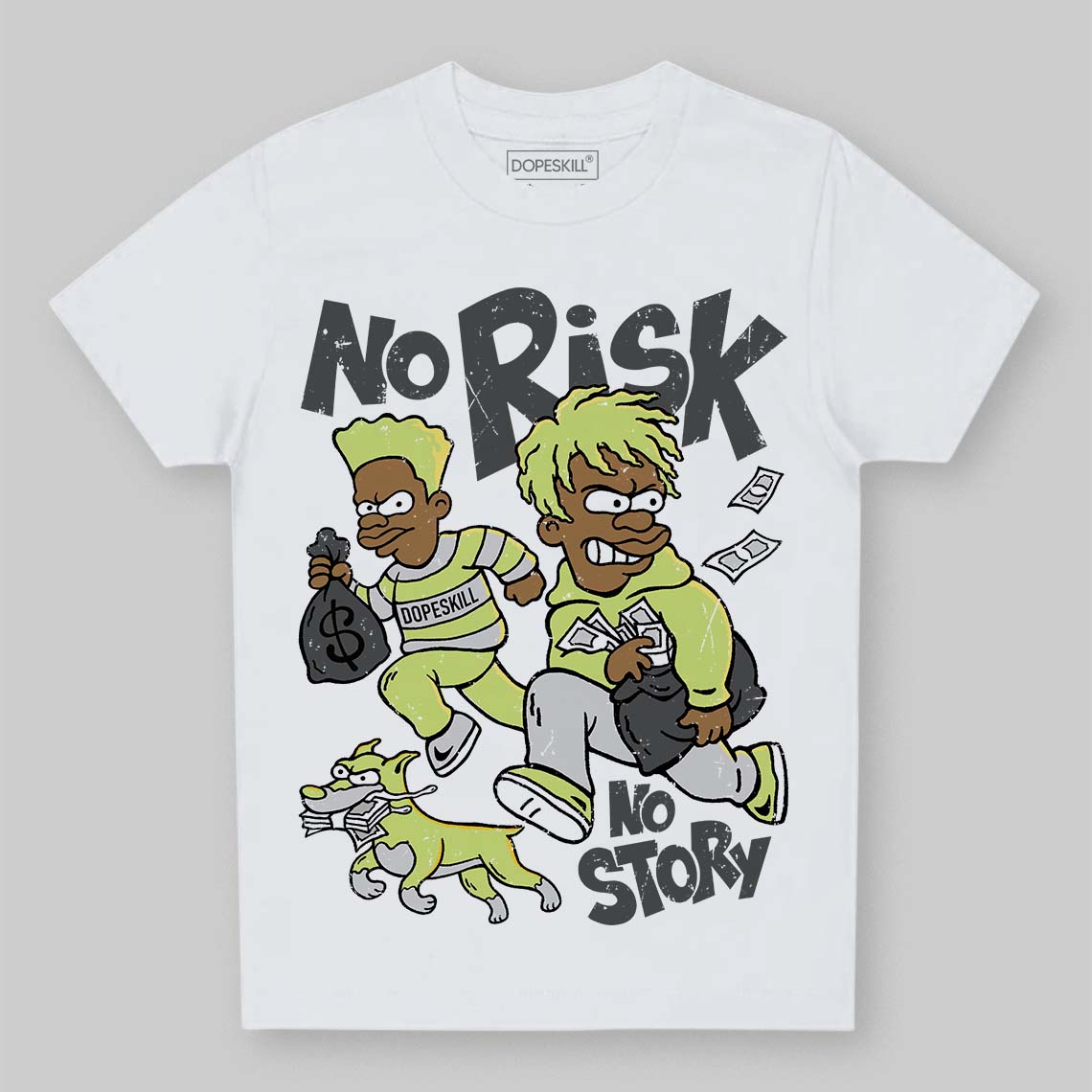 Jordan 4 GS “Light Lemon Twist” DopeSkill Toddler Kids T-shirt No Risk No Story Graphic Streetwear - White