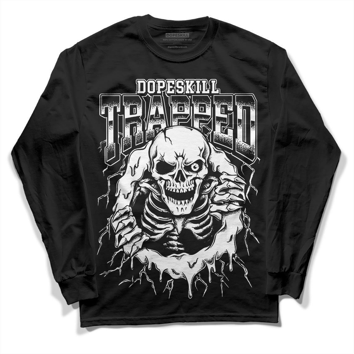 Jordan 1 High 85 Black White DopeSkill Long Sleeve T-Shirt Trapped Halloween Graphic Streetwear - Black