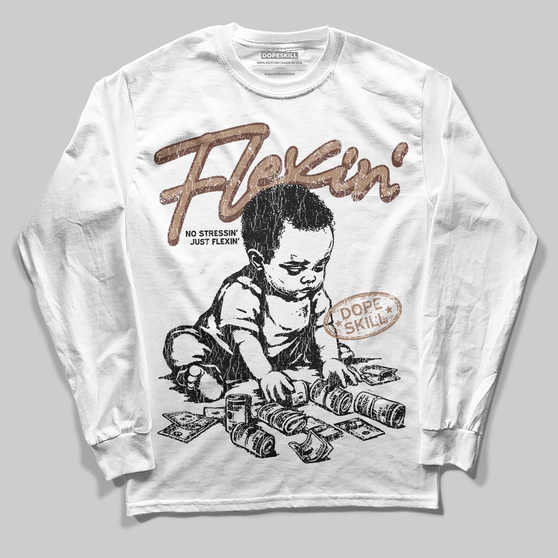 Harris Tweed x Wmns Dunk Low 'Sesame' DopeSkill Long Sleeve T-Shirt Flexin' Graphic Streetwear - White