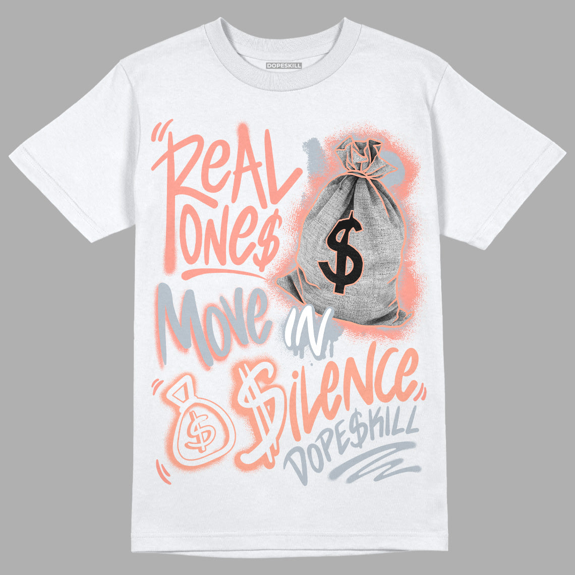 DJ Khaled x Jordan 5 Retro ‘Crimson Bliss’ DopeSkill T-Shirt Real Ones Move In Silence Graphic Streetwear - White
