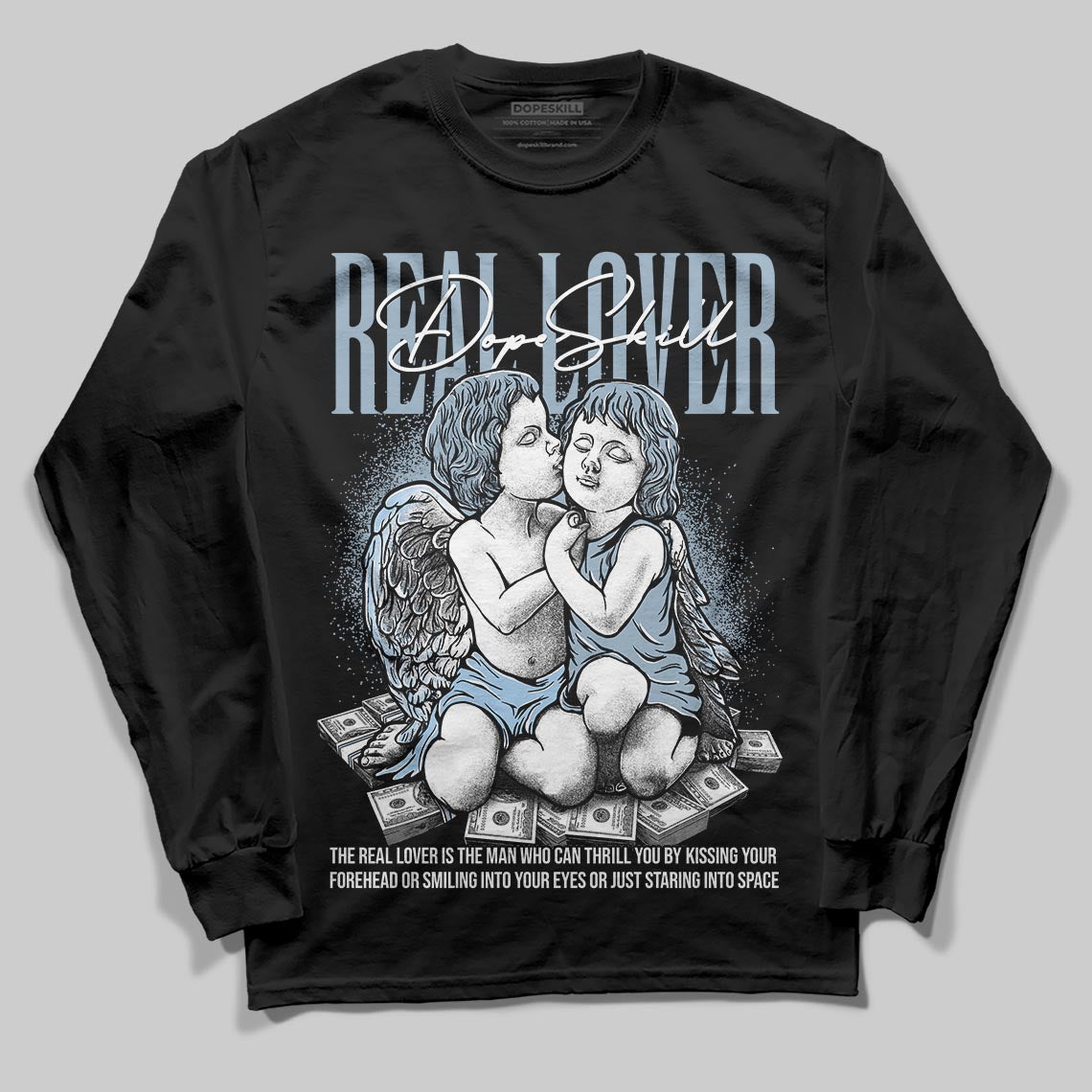 Jordan 40 “Blue Suede” DopeSkill Long Sleeve T-Shirt Real Lover Graphic Streetwear - Black