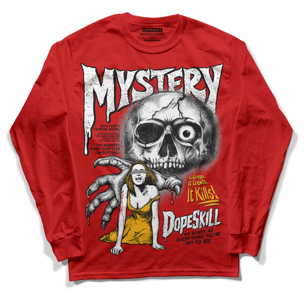 Red Sneakers DopeSkill Red Long Sleeve T-Shirt Mystery Ghostly Grasp Graphic Streetwear