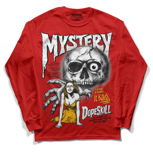 Red Sneakers DopeSkill Red Long Sleeve T-Shirt Mystery Ghostly Grasp Graphic Streetwear