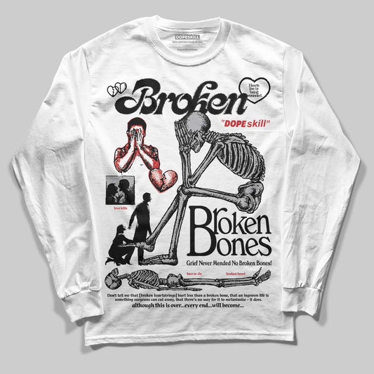 Jordan 4 OG “White Cement” DopeSkill Long Sleeve T-Shirt Broken Bones Graphic Streetwear - White