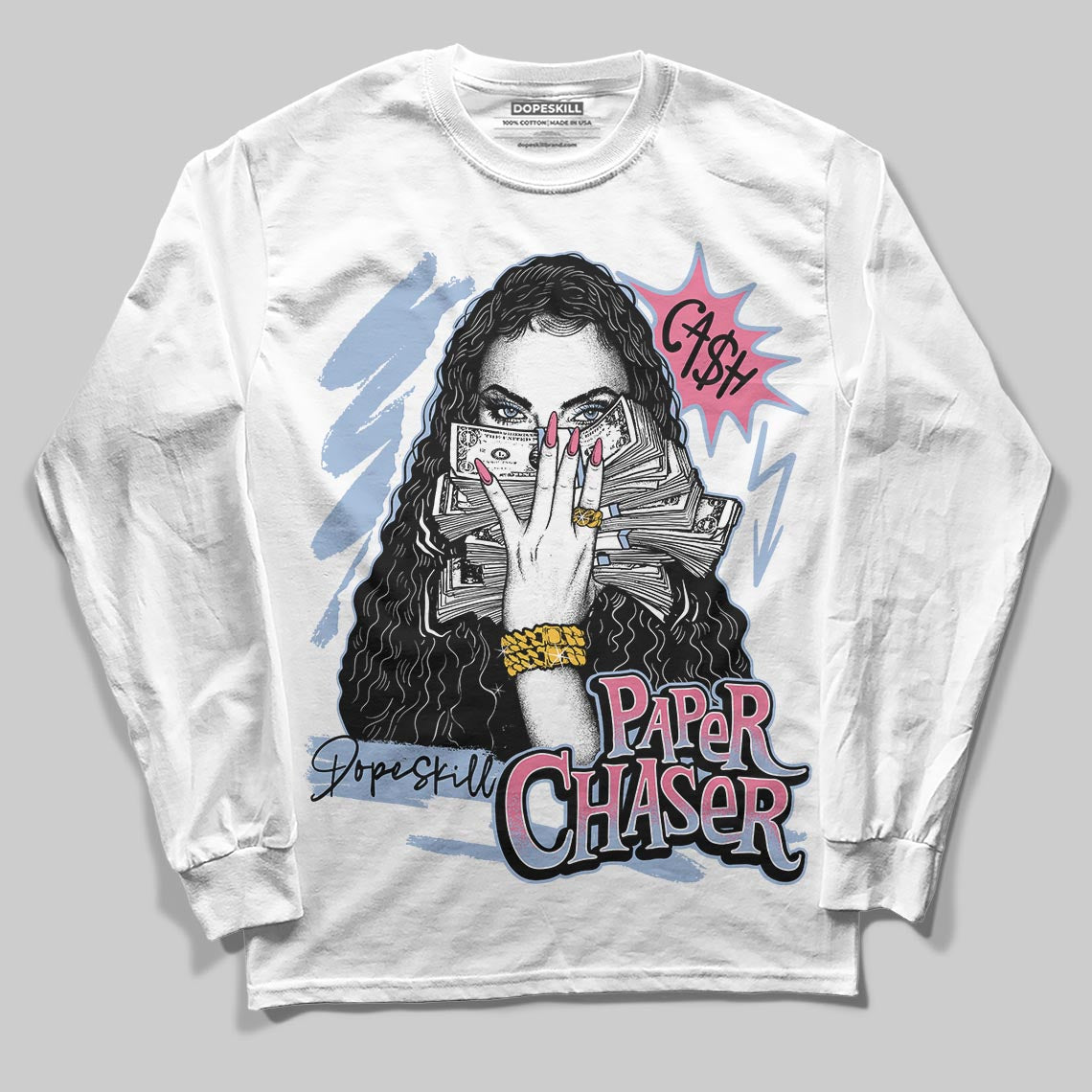 Jordan 3 GS “Denim/Pink Glow” DopeSkill Long Sleeve T-Shirt NPC Graphic Streetwear - White