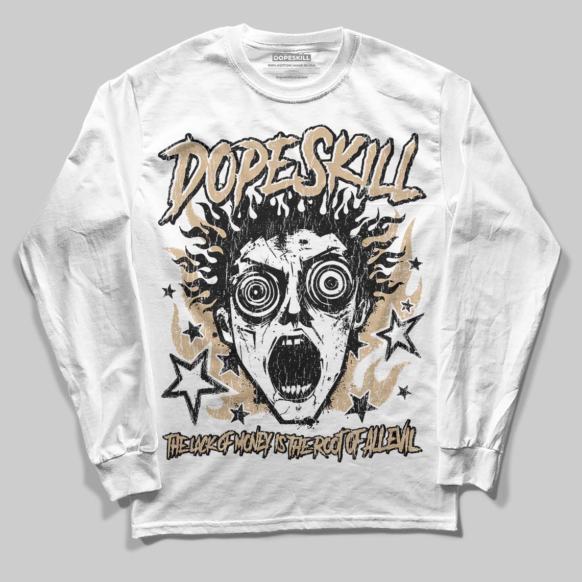 TAN Sneakers DopeSkill Long Sleeve T-Shirt Root of Evil Graphic Streetwear - White