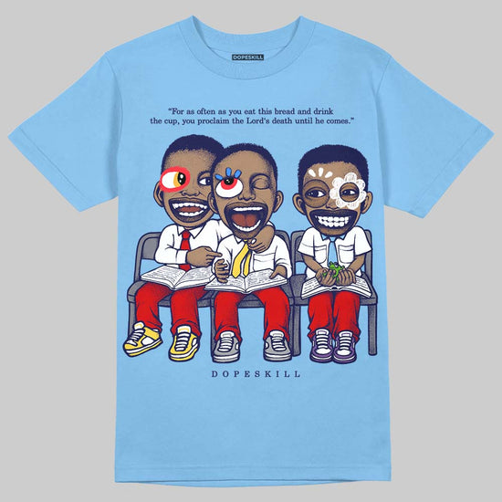 University Blue Sneakers DopeSkill T-Shirt First Sunday Graphic Streetwear - Carolina Blue