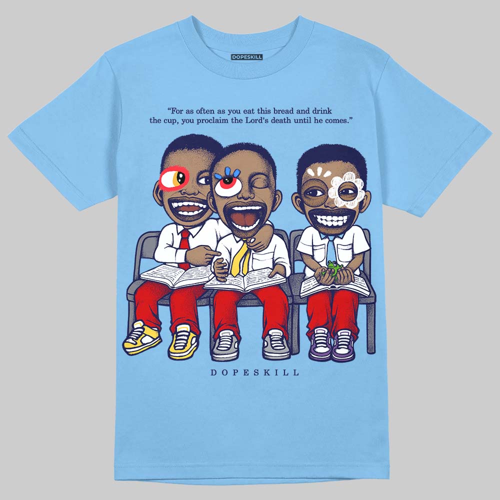 University Blue Sneakers DopeSkill T-Shirt First Sunday Graphic Streetwear - Carolina Blue
