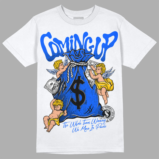 Royal Blue Sneakers DopeSkill T-Shirt Money Bag Coming Up Graphic Streetwear - White
