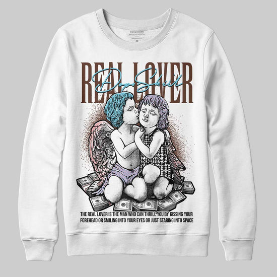 Harris Tweed x Dunk Low Denim Turquoise and Baroque Brown DopeSkill Sweatshirt Real Lover Graphic Streetwear - White