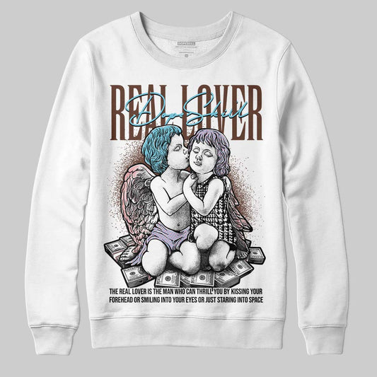 Harris Tweed x Dunk Low Denim Turquoise and Baroque Brown DopeSkill Sweatshirt Real Lover Graphic Streetwear - White