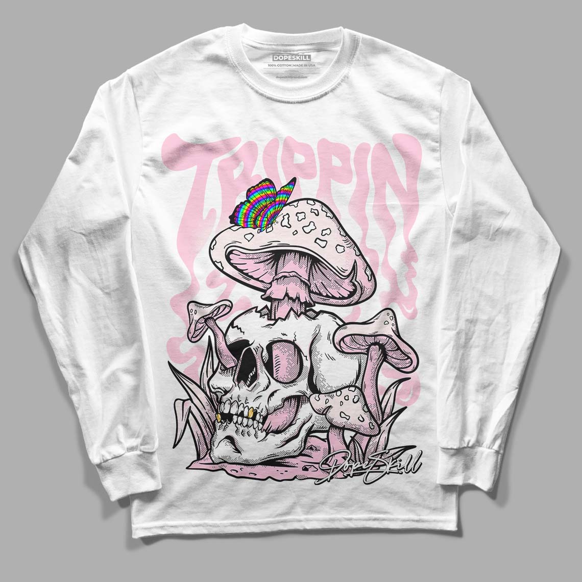 Dunk Low LX Pink Foam DopeSkill Long Sleeve T-Shirt Trippin Graphic Streetwear - White