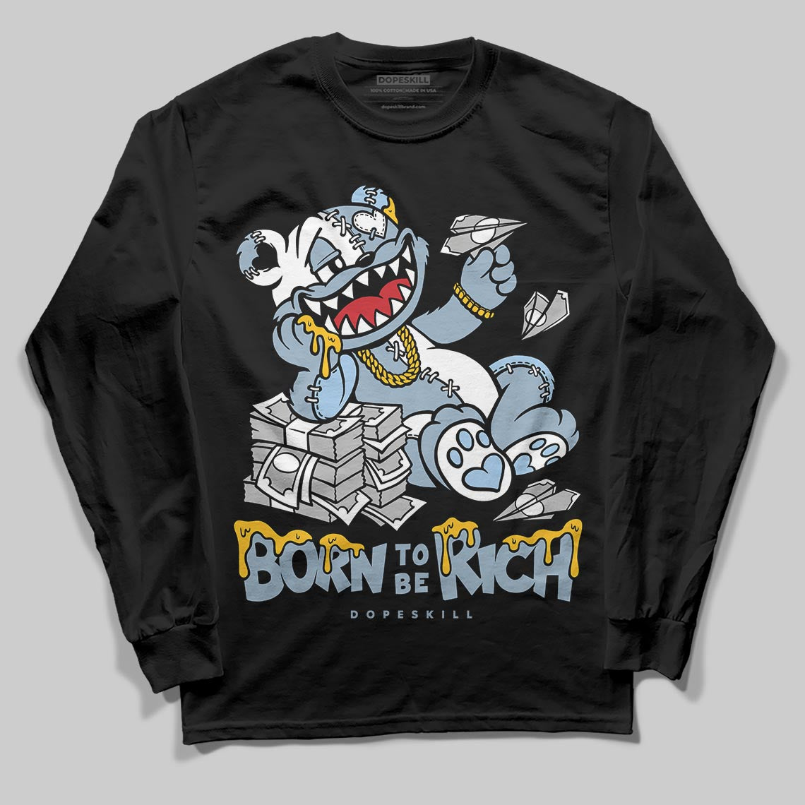 Jordan 40 “Blue Suede” DopeSkill Long Sleeve T-Shirt Born To Be Rich Graphic Streetwear - Black