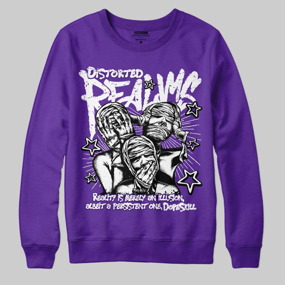 Jordan 5 OG “Grape” DopeSkill Sweatshirt Distorted Realms Graphic Streetwear - Black