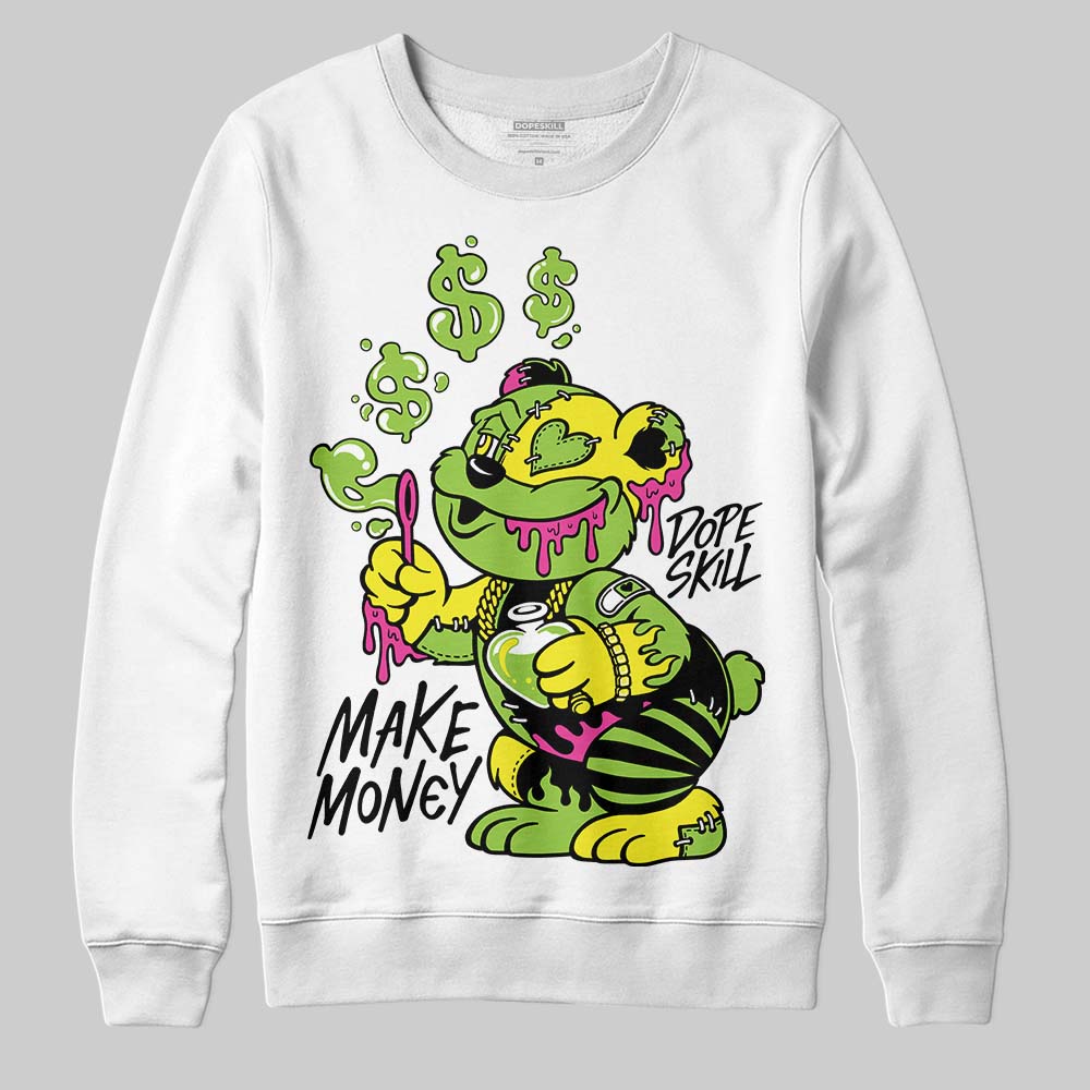 Neon Green Sneakers DopeSkill Sweatshirt Make Money Graphic Streetwear - White