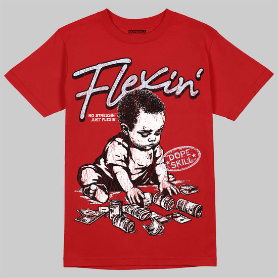 Jordan 11 Retro Cherry DopeSkill T-Shirt Flexin' Graphic Streetwear - Red