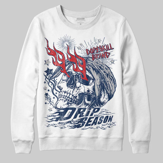 Jordan 4 SB “Summit White/Navy” DopeSkill Sweatshirt Drip Season Graphic Streetwear - White